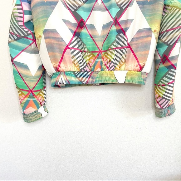 Maje Silk Bomber Jacket Multicolor Abstract Print Size 36 XS - Small - Picture 7 of 16